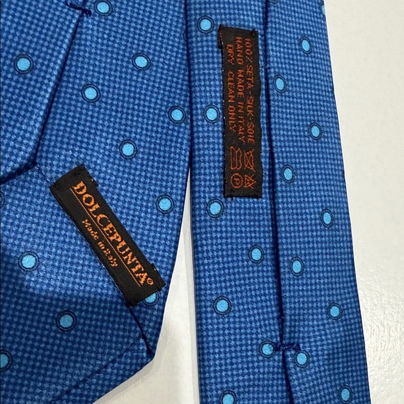 Dolcepunta Men's Full Tie Set - Blue, Green, Purple 100% silk made in Italy - Picture 3 of 13